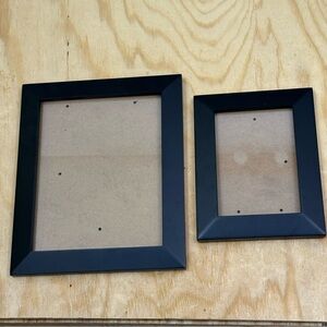 Set of 2 Black Wooden Square Picture Frames – 9”x11” & 7.5”x9.5” – New